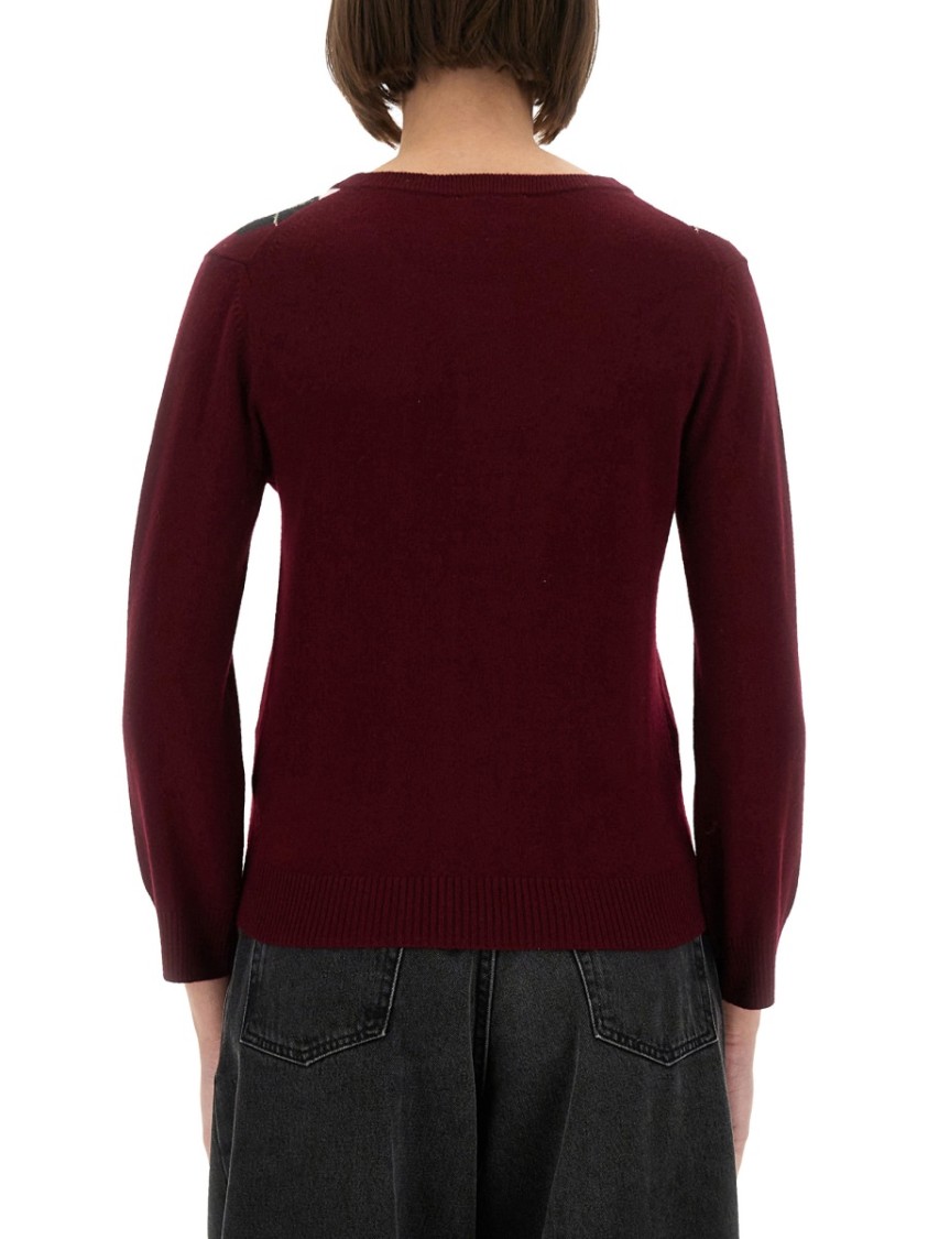 Ganni Womens Tawny Port Rhombus-print Round-neck Wool And Cashmere Cardigan Xl