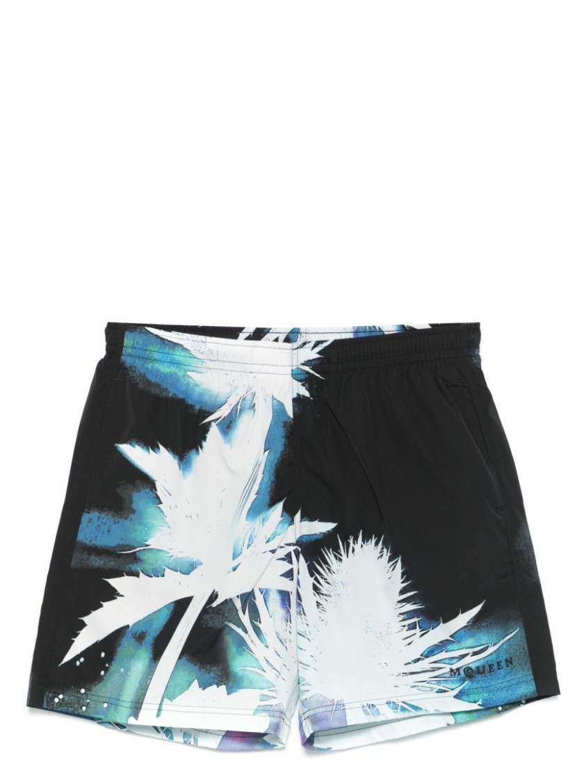Shop Alexander Mcqueen Black/blue Swim Shorts