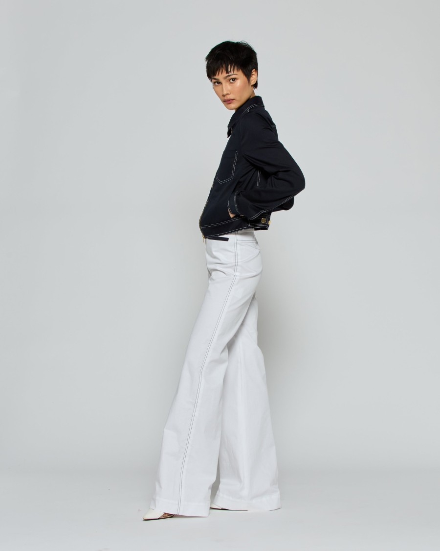 Serena Bute Flare Trouser With Contrast Pockets - White