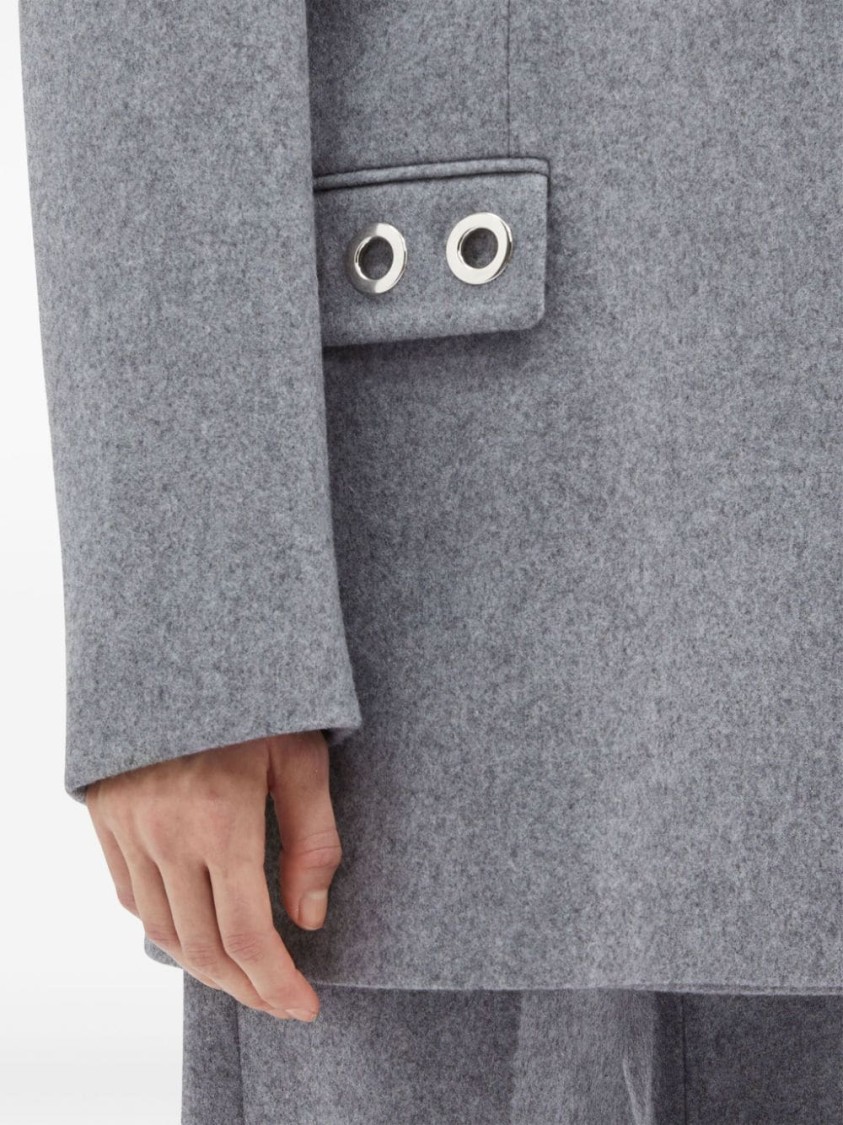 Msgm Heather Grey Eyelet-embellished Single-breasted Blazer In Grey