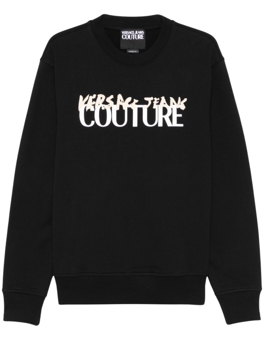 Shop Versace Jeans Couture Classic Black Cotton Sweatshirt
