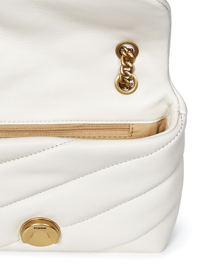 Shop Pinko Quilted White Shoulder Bag With Decorative Clasp