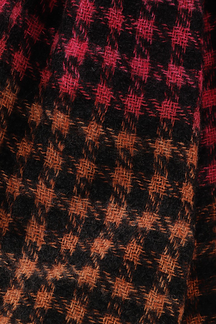Faliero Sarti Multicolor Houndstooth Scarf With Frayed Hem In Multicolor