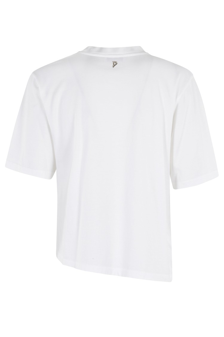 Dondup Boxy White T-shirt With Unique Draping Detail In White