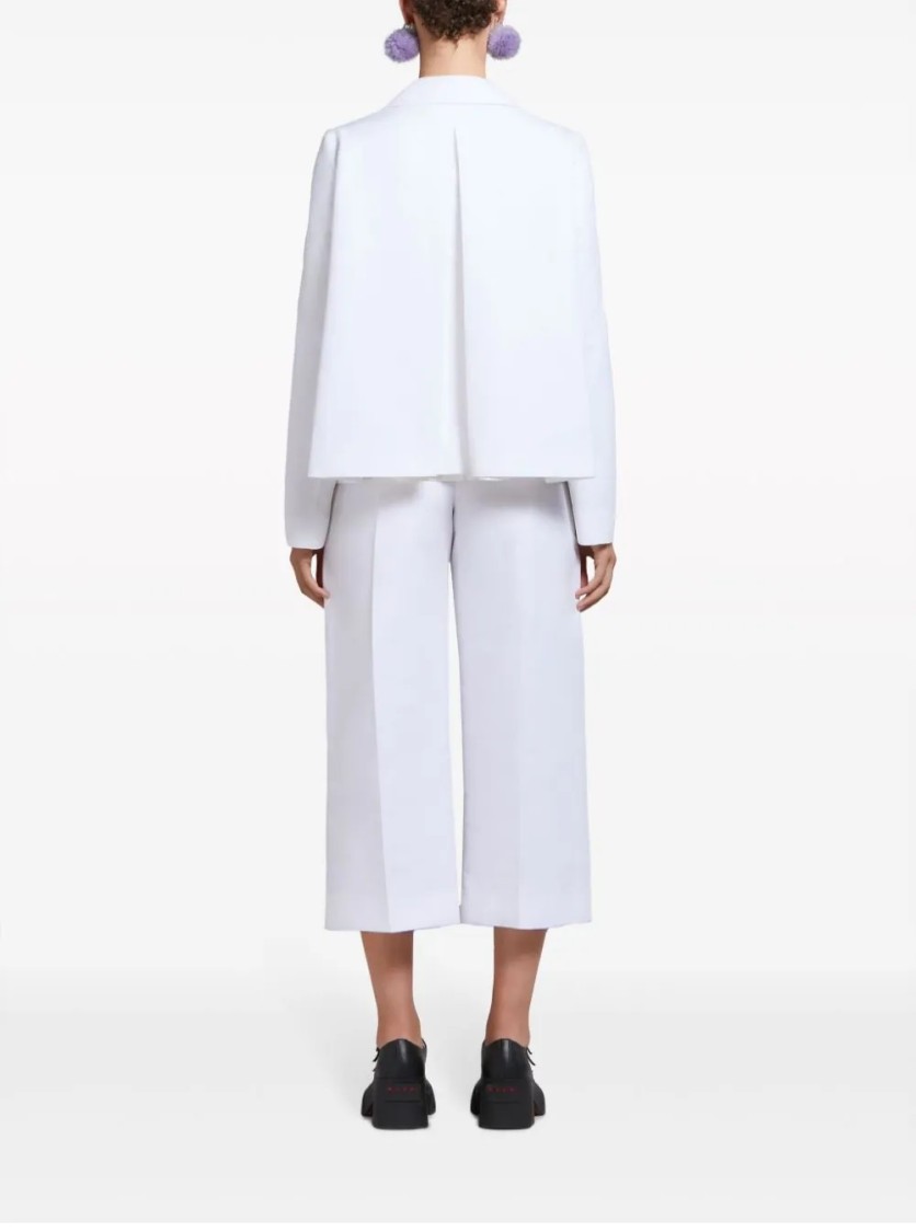 Marni Tailored Cropped Jacket With Classic Lapel In White