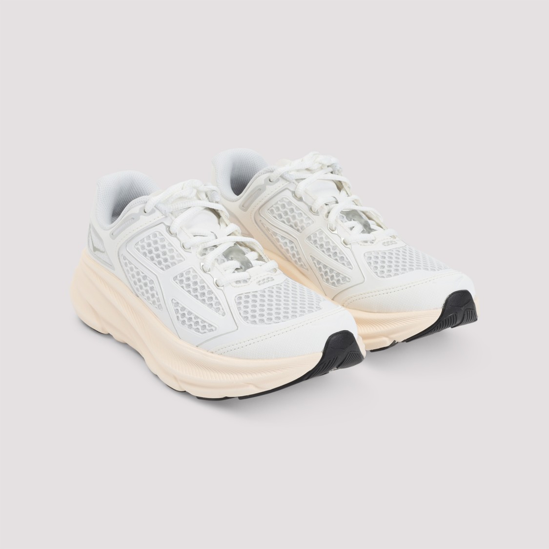 Hoka Lightweight Breathable Sneakers With Cushioned Sole In White