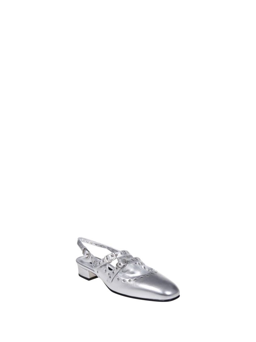 Carel Block Heel Slingback Studded Embellishments In Silver