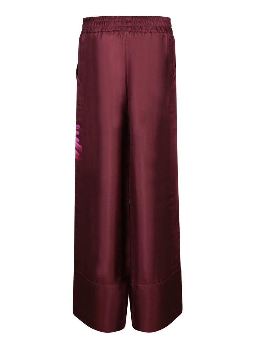 Shop Pierre-louis Mascia Wide-leg Bordeaux Trousers With Floral Print