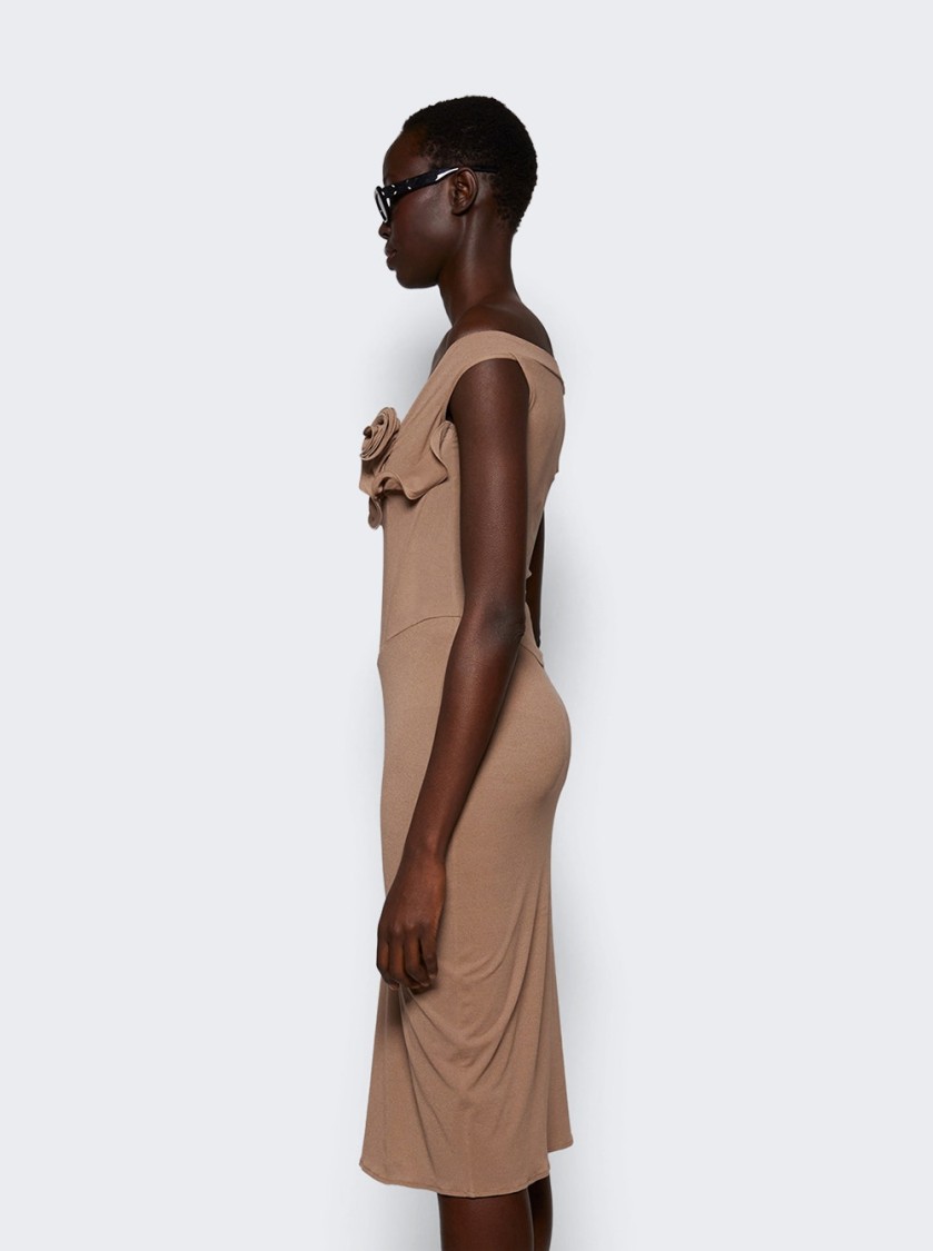 Magda Butrym Rose Applique Dress Beige