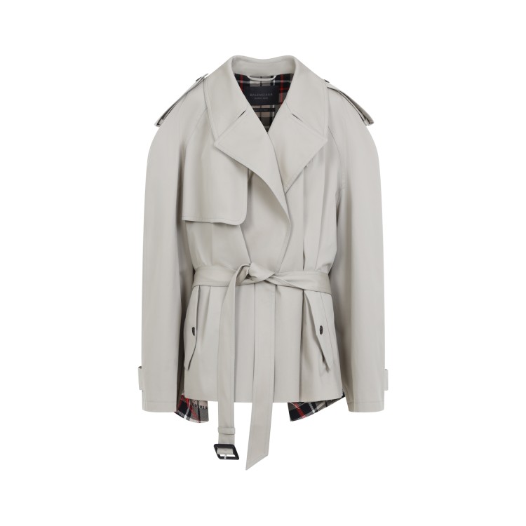Balenciaga Nude Cotton Trench Coat With Belted Waist And Balenciaga Nude Cotton Trench Coat With Belted Waist And