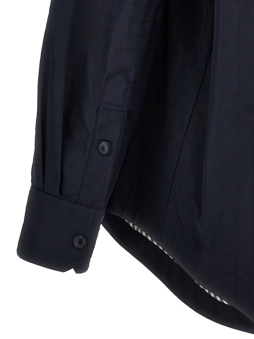 Thom Browne Button-up Overshirt Checkered Pattern In Blue