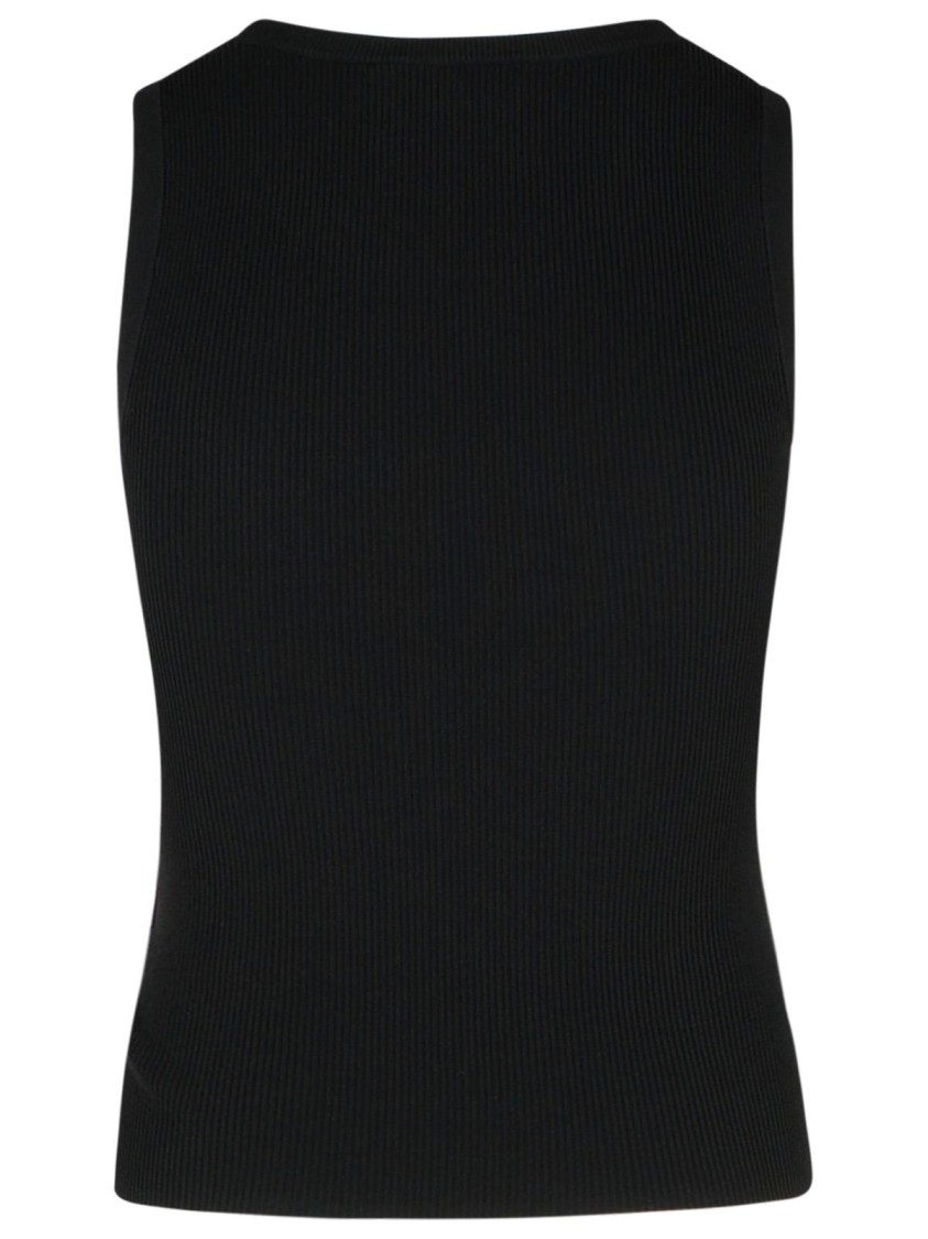 Moschino Jeans Logo Printed Knitted Tank Top In Black
