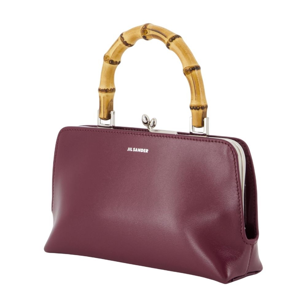 Jil Sander Goji Mini Bamboo Purse - Leather - Burgundy In Black