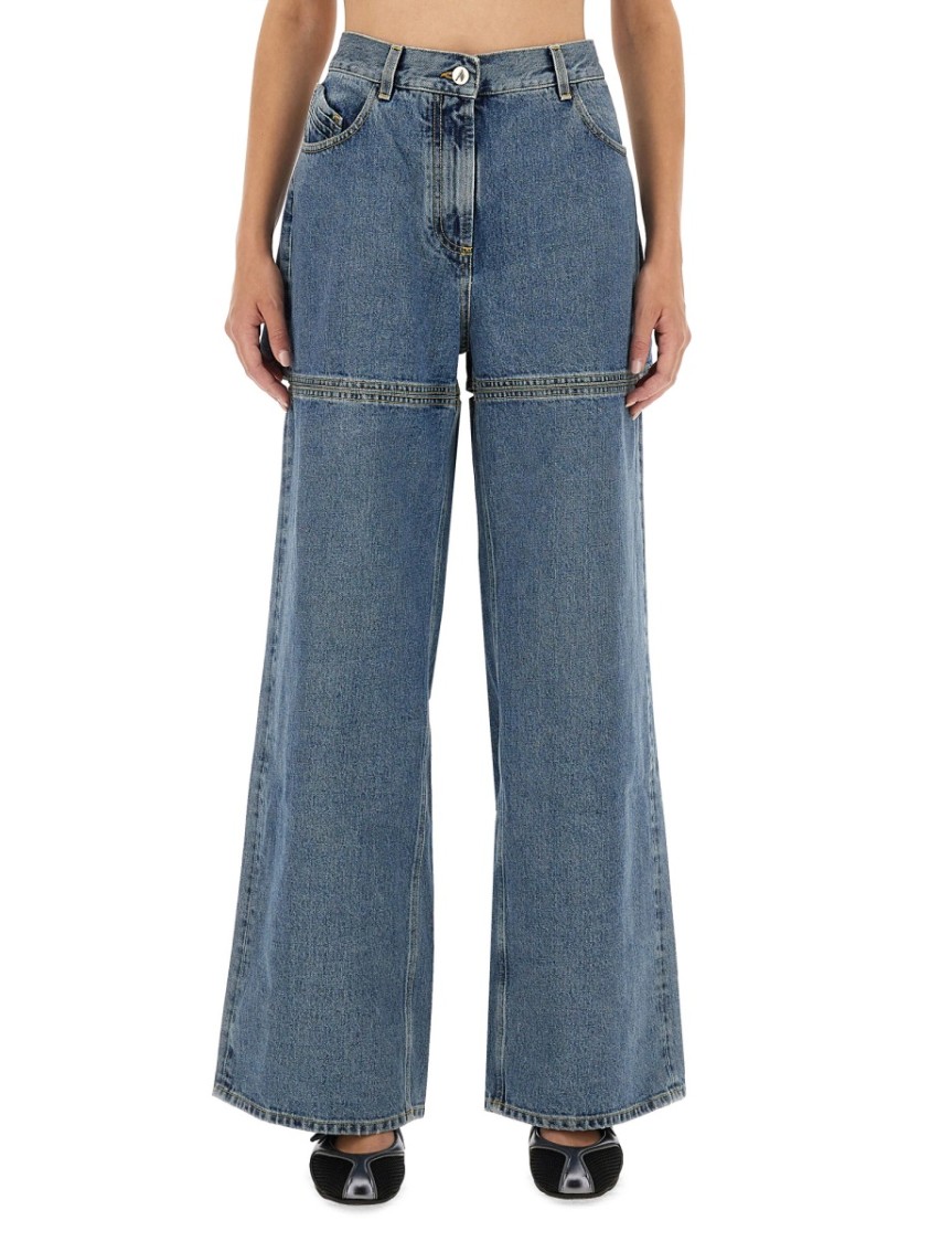 Attico Light Blue Cut-out Jeans In Blue