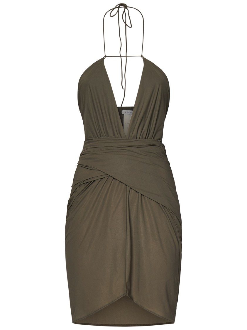 Amazuìn Amazuin Olive Green Mini Dress With Crossover Front