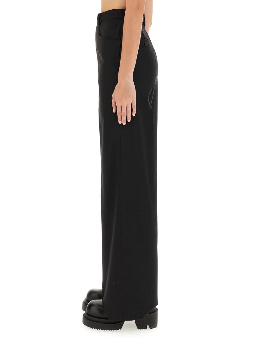Rick Owens Wide Leg Trousers Featuring Front Pleats In Black