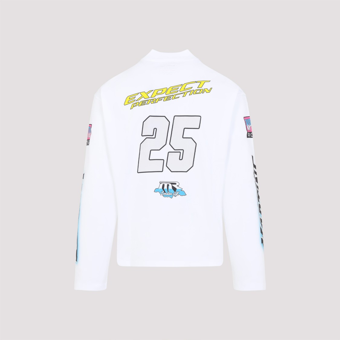 Shop Martine Rose Funnel Neck L/s White Cotton T-shirt