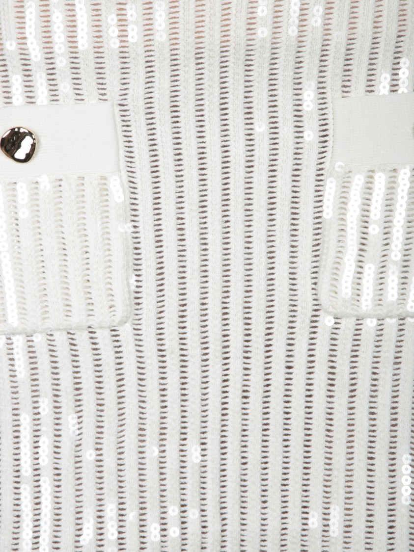 Self-portrait Mini Sequin Knit Skirt With Button-accented Pockets