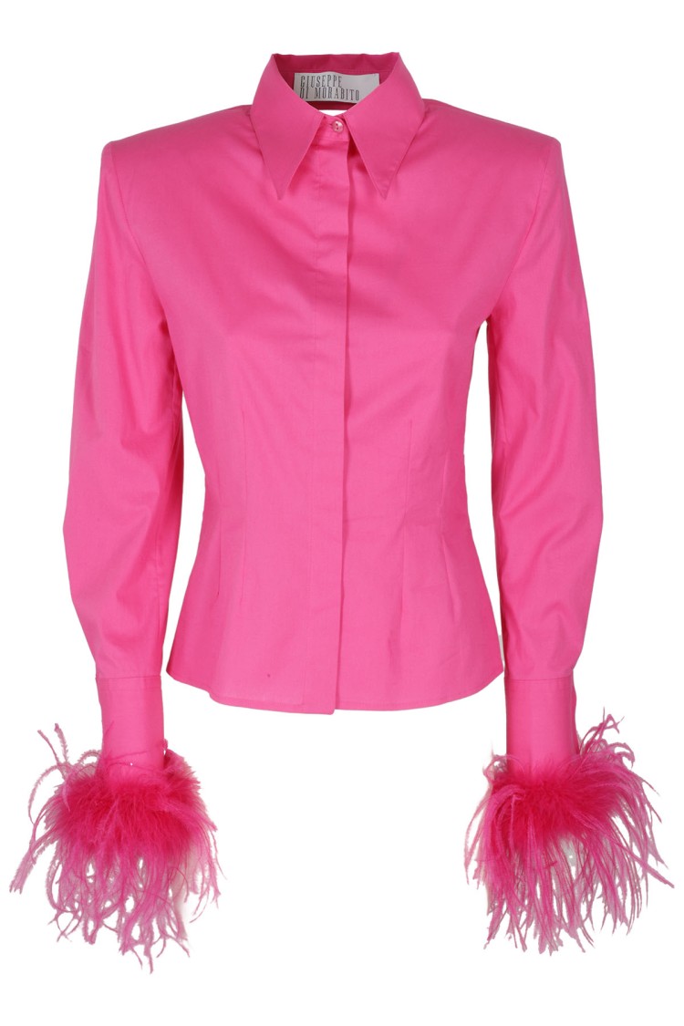 Giuseppe Di Morabito Fuchsia Poplin Shirt With Cut-out Details In Pink
