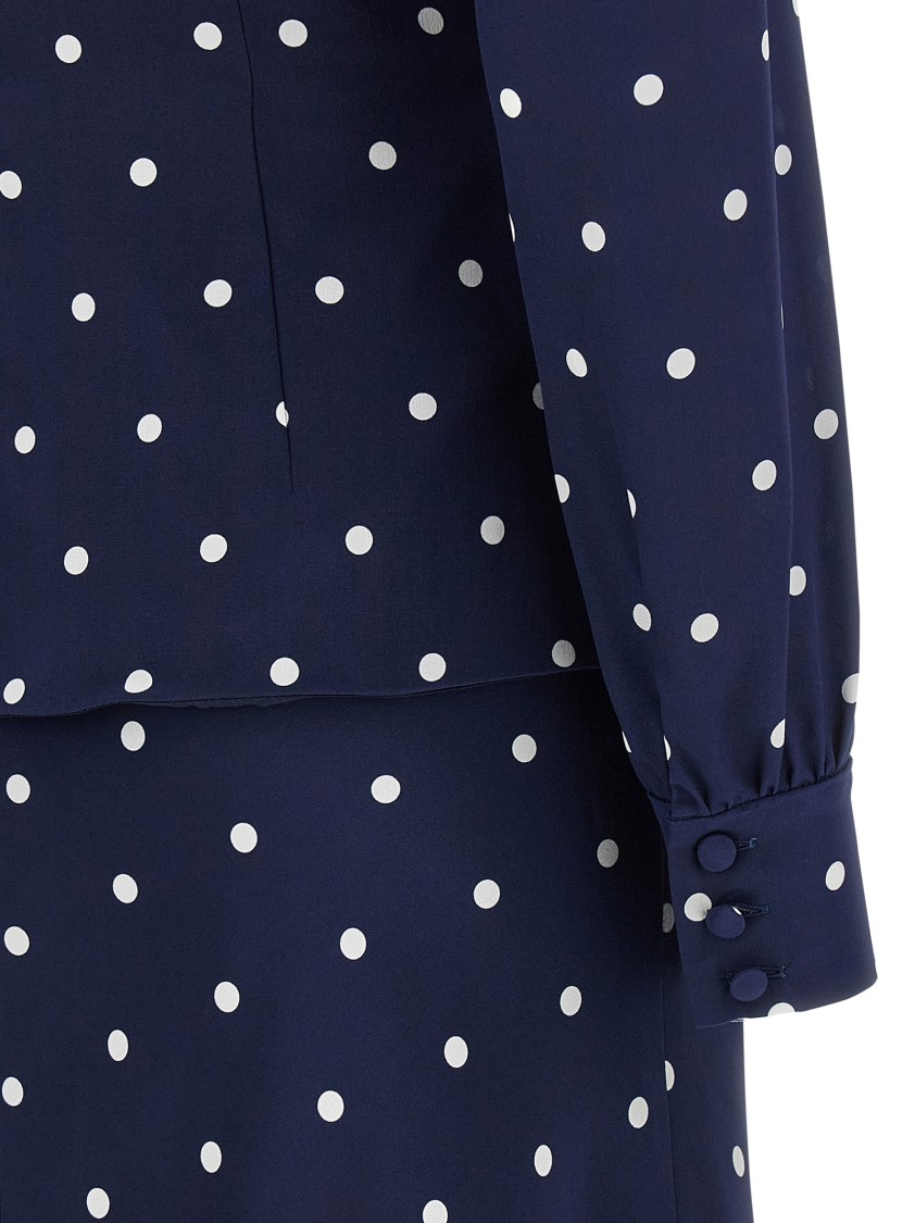 Alessandra Rich Polka Dot Dress In Blue