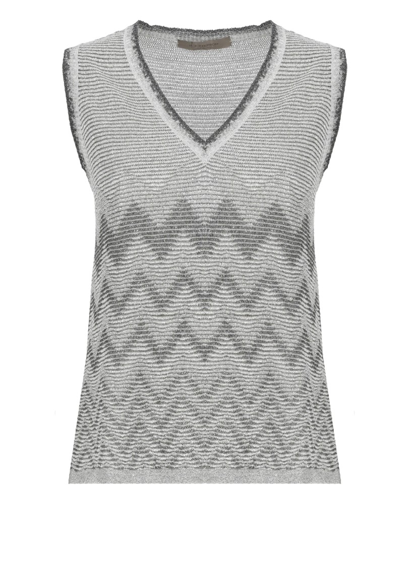 D Exterior D. Exterior Silver V-neck Sleeveless Sweater