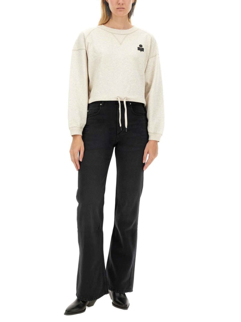 Isabel Marant Étoile Margo Cropped Drawstring Sweatshirt In White