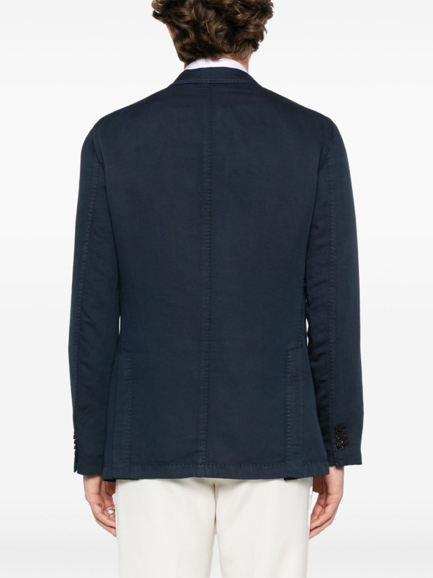 Boglioli Navy Blue Double-breasted Cotton Jacket In Blue
