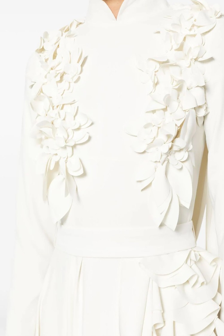 Saiid Kobeisy Crepe Kaftan With 3d Laser-cut Embroidery In White