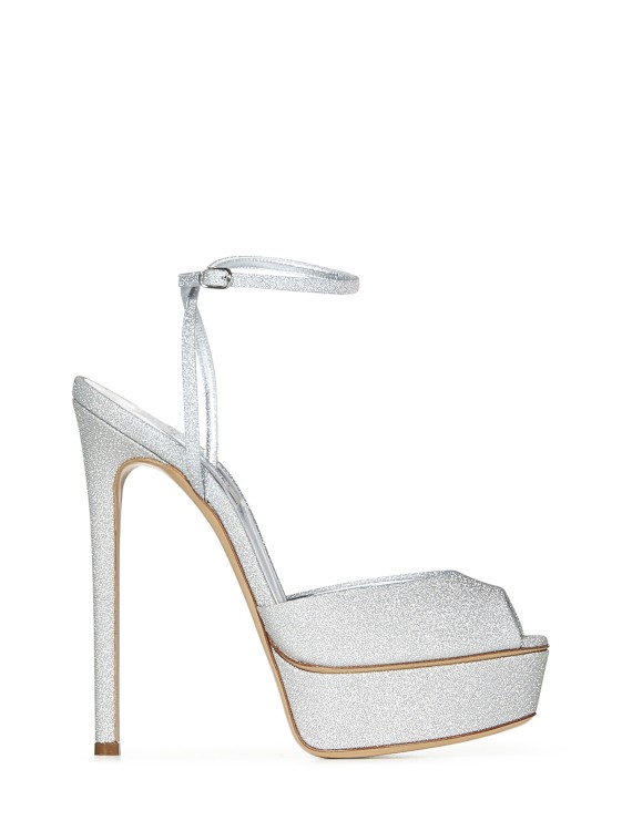 Casadei Silver Glitter Sandals With High Heel | THE LIST