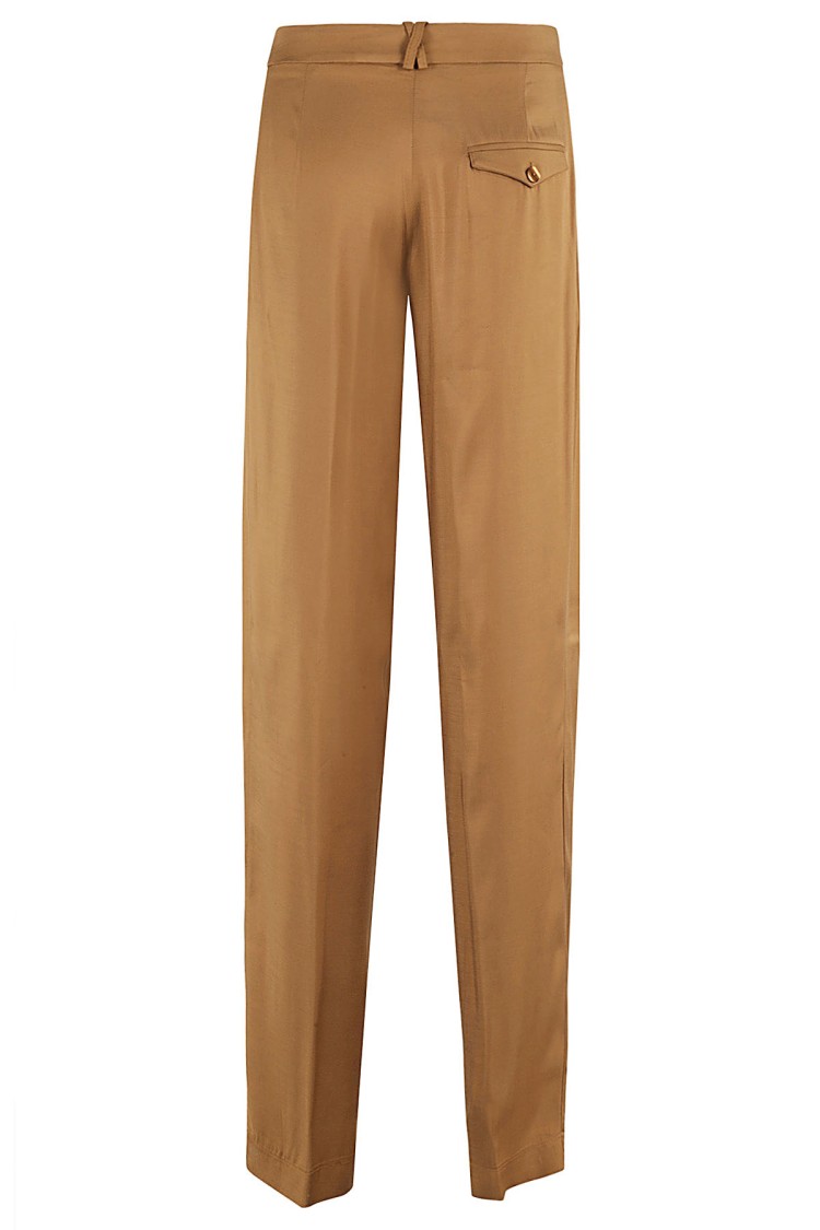 Shop Federica Tosi Desert High-waisted Straight Leg Pants In Brown