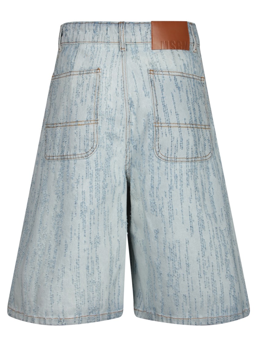 Msgm Faded Denim Blue Shorts With Relaxed Fit In Blue