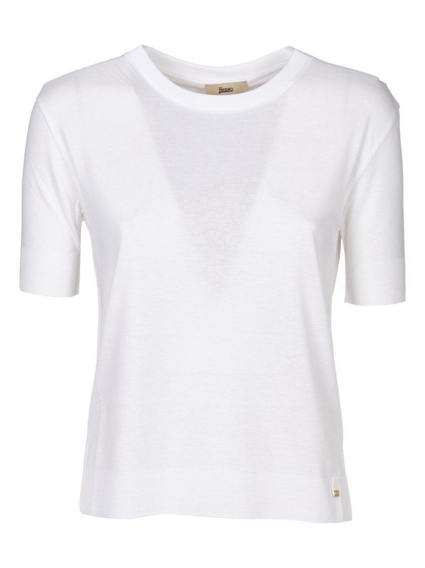 Herno White Cotton Jersey T-shirt With Subtle Sheen