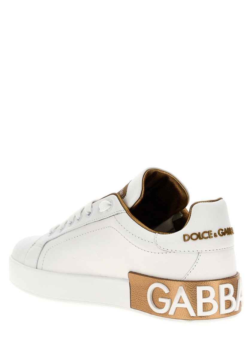 Dolce & Gabbana Women White Nappa Leather Portofino Sneakers In White