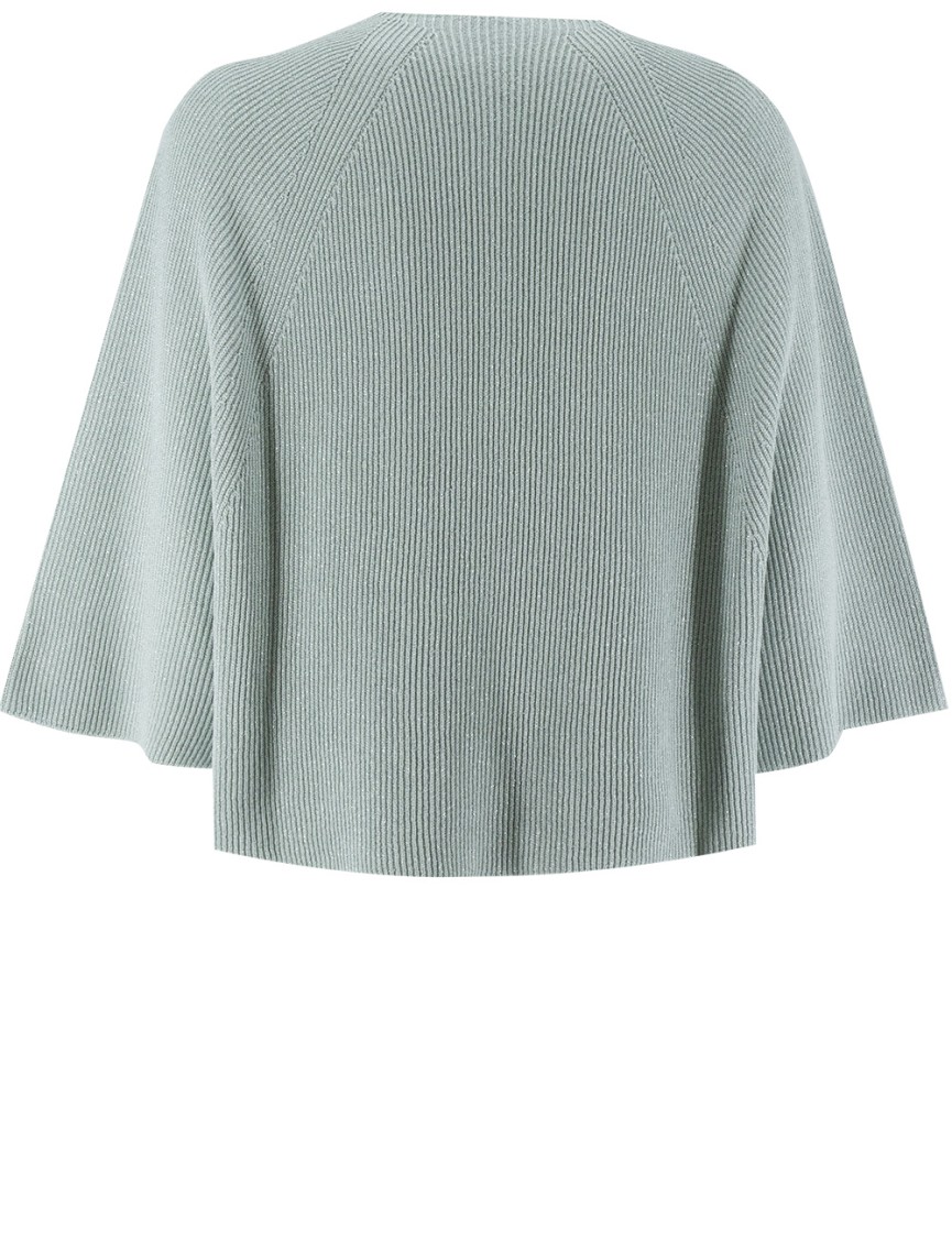 Fabiana Filippi Aqua Green Cotton Sweater With Three-quarter Sleeves In Green