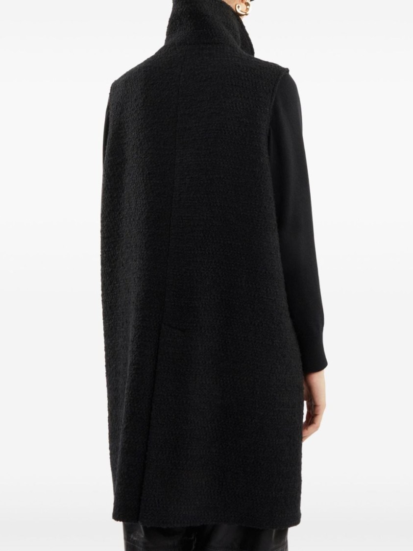 Fay Structured Sleeveless Jacket With High Collar And Textured Fabric In Black