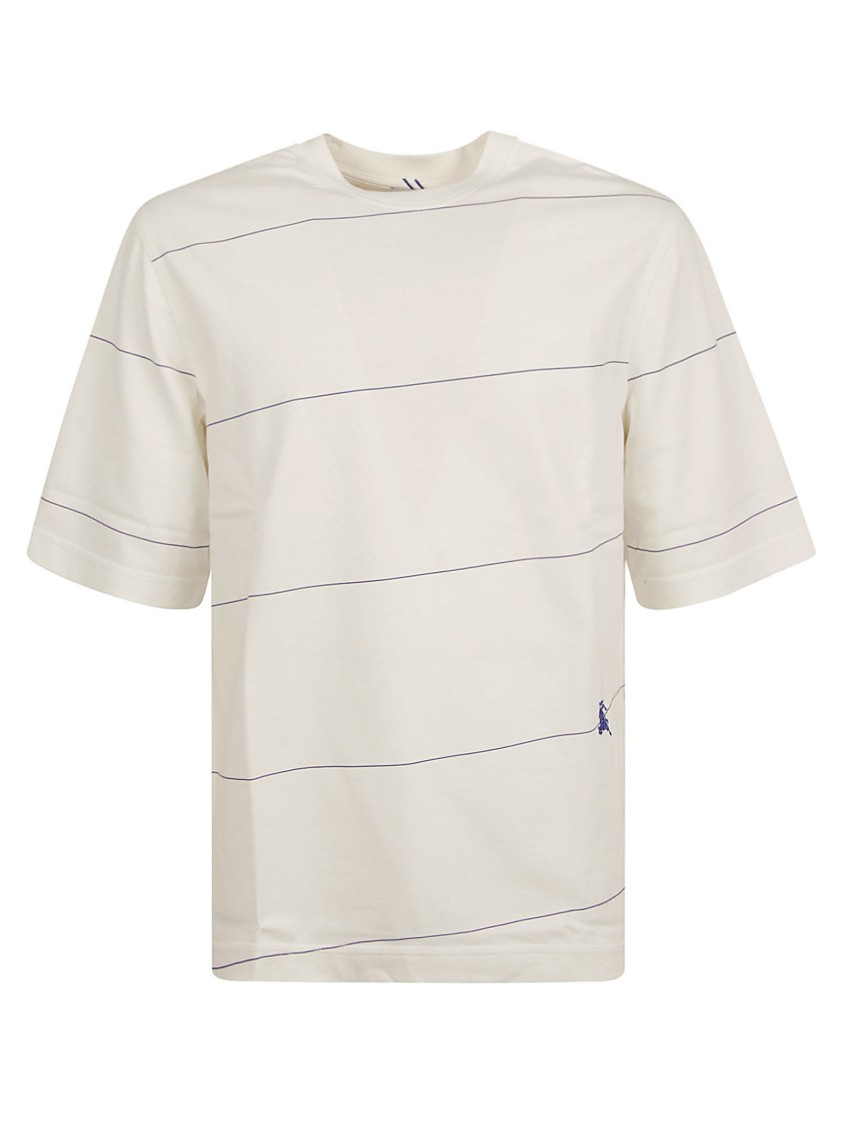 Burberry Casual White T-shirt With Subtle Stripes