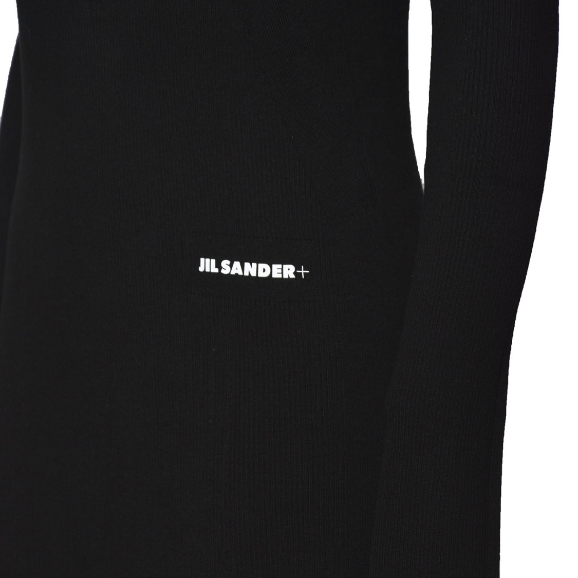 Jil Sander Wool Blend Dress With Hood And Ribbed Texture In Black