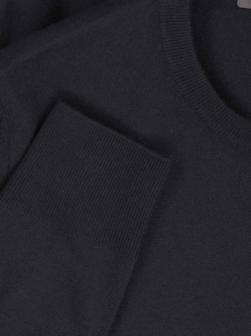 Loro Piana Ribbed Crewneck Sweater With Long Sleeves In Blue