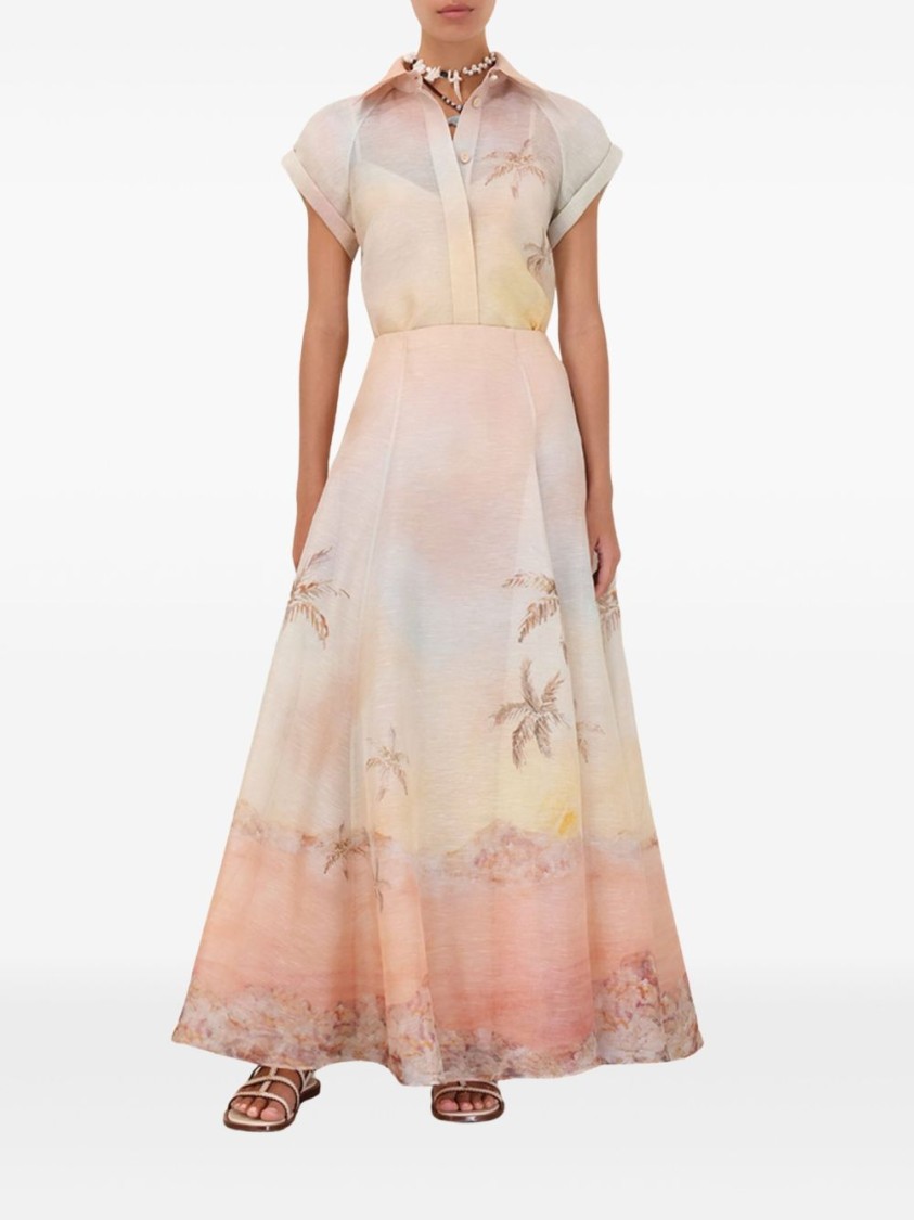 Zimmermann Illuminate Linen And Silk-blend Maxi Skirt In Neutrals