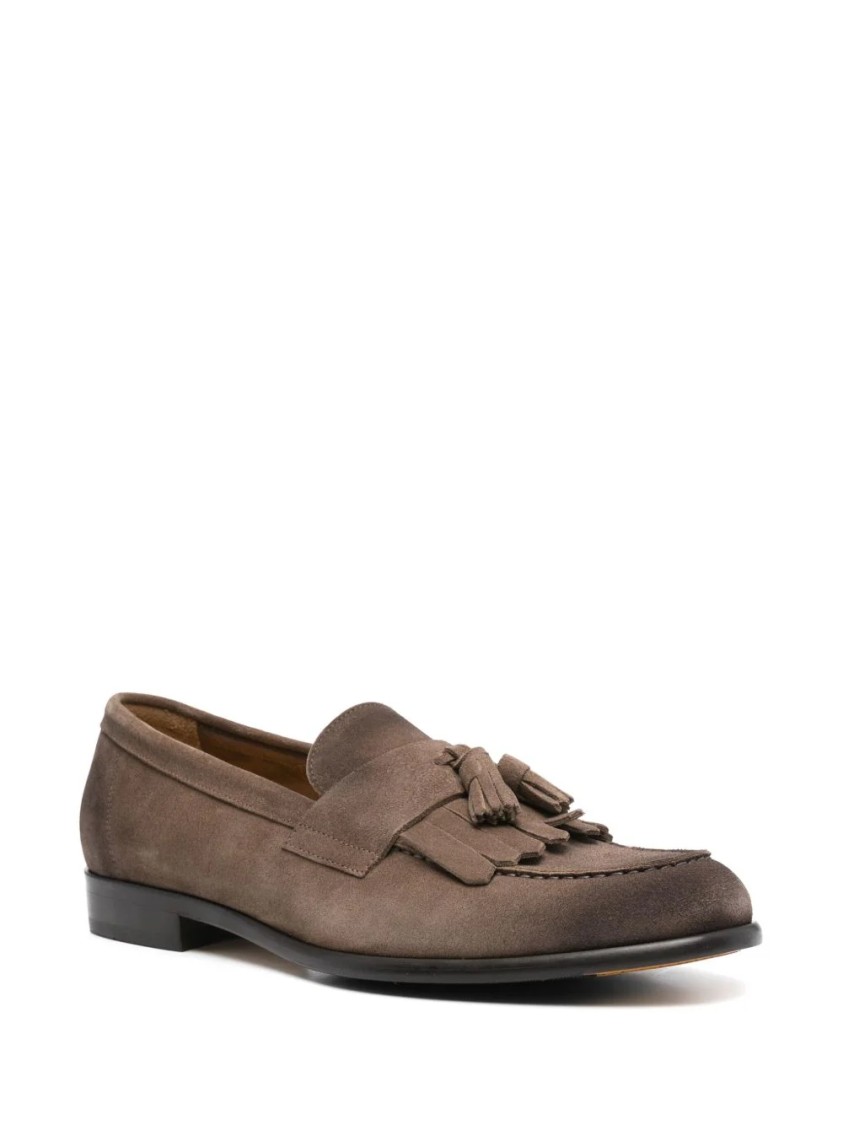 Doucal's Classic Suede Tassel Loafers With Bowl Stitching In Brown