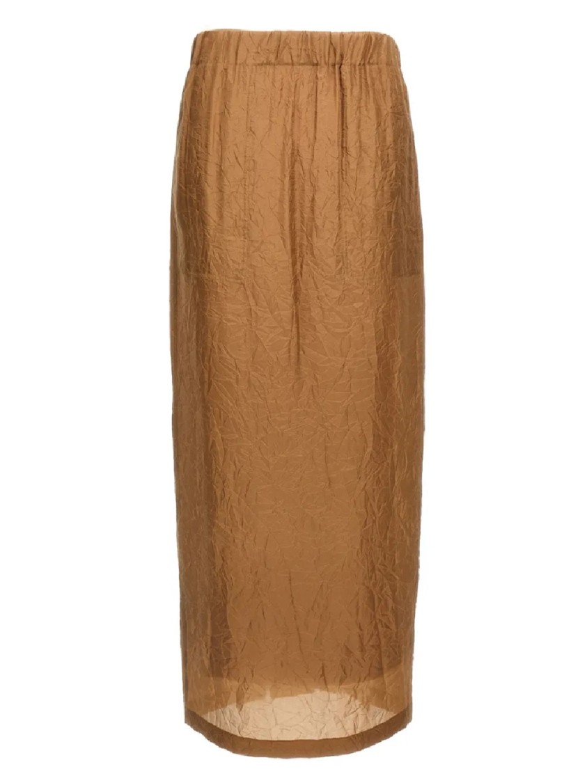 Shop Max Mara Mid-length Crinkled Maxi Skirt With Elastic Waistband