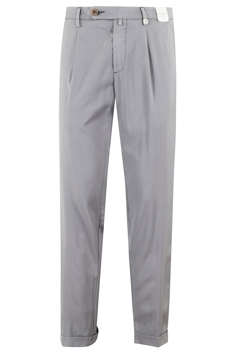 Myths Medium Grey Chino Trousers With Pleated Legs In Grey