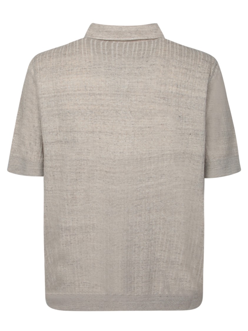 Lardini Textured Beige Polo T-shirt With Buttoned Placket In Neutrals
