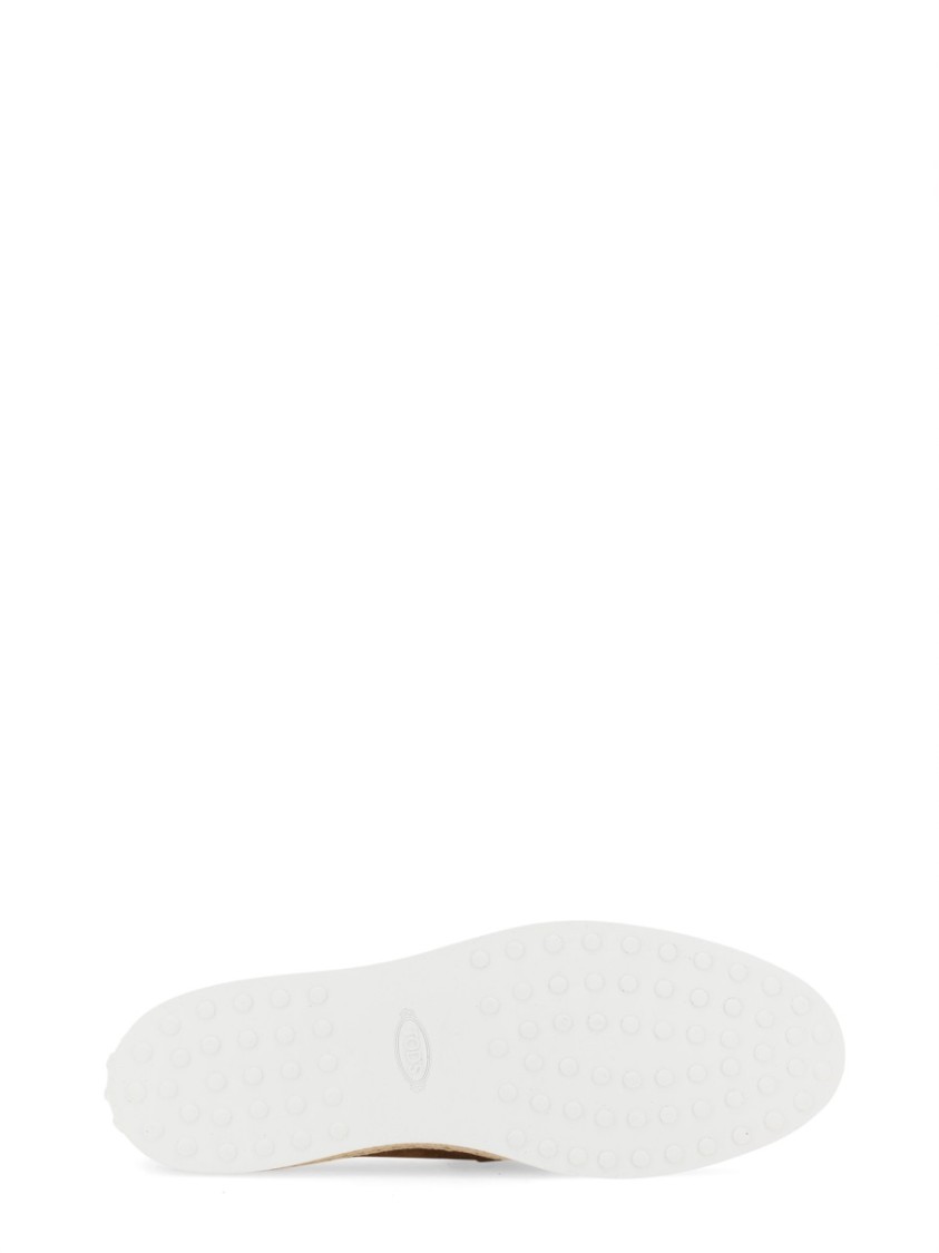 Tod's Suede Loafers With Round Toe And Braided Jute Sole In Black