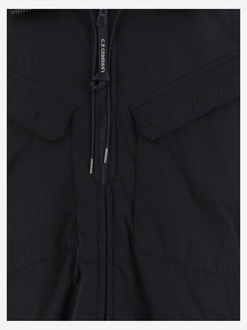 C.p. Company Adjustable Hooded Nylon Jacket In Blue