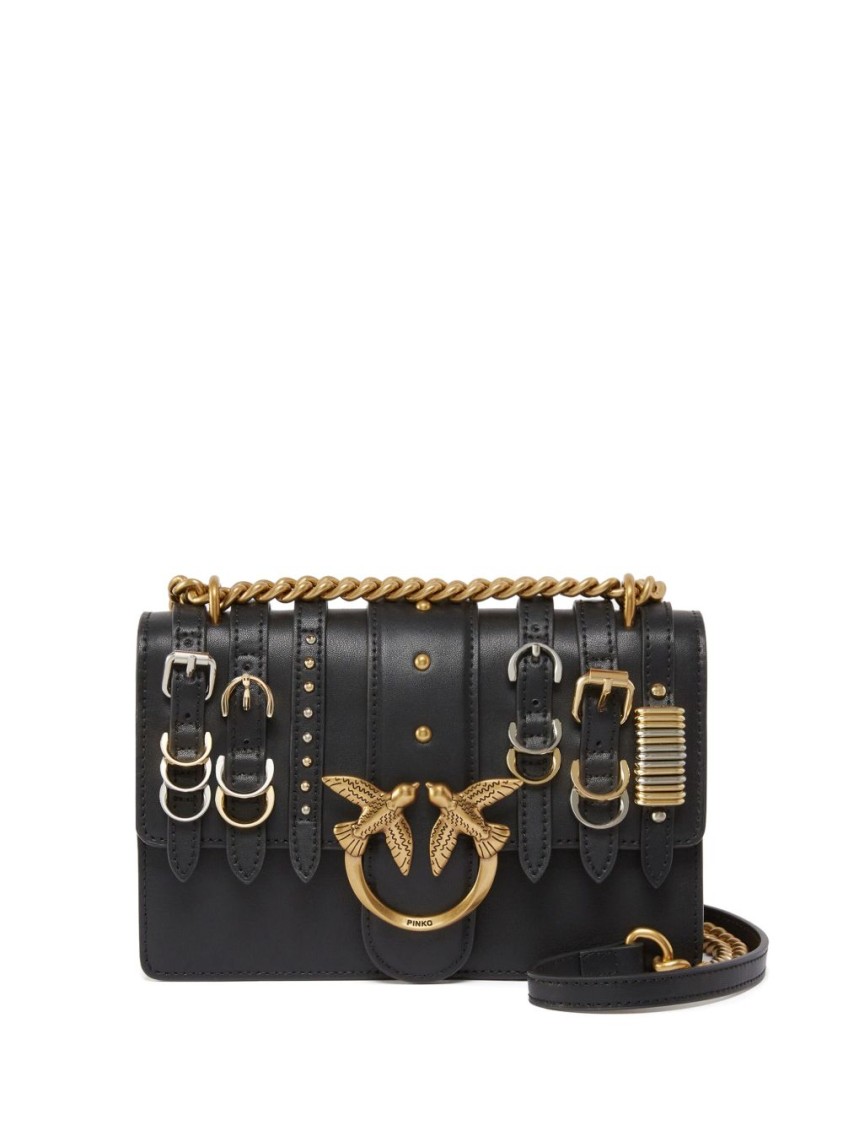 Pinko Mini Love Bag In Black Leather