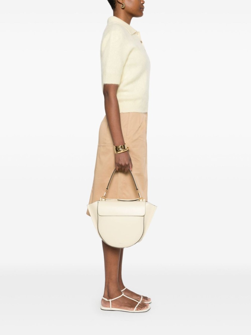 WANDLER WANDLER BEIGE SHOULDER BAG WITH STRUCTURED FLAP