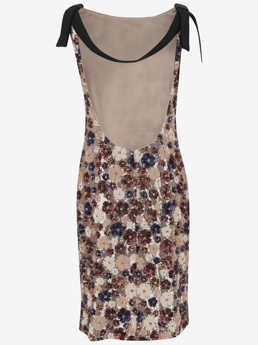 N°21 Fitted Evening Dress With Floral Sequin Pattern In Multi
