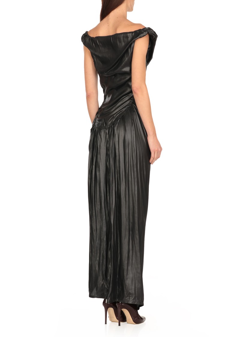 Vivienne Westwood Draped Neckline Waist Gathered Sleeveless Dress In Black