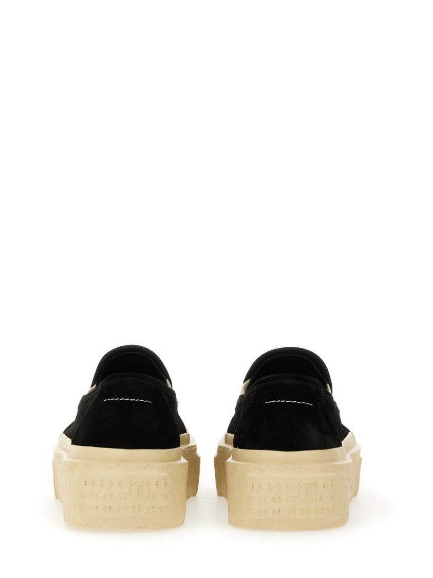 Shop Mm6 Maison Margiela Mm6 By Maison Margiela Leather Sneakers In Black